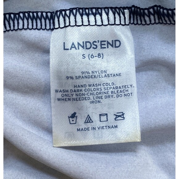 LAND'S END Size S(4-6) RashGuard Swim Shirt UPF Cover Up Tee Purple Blue Floral - Picture 5 of 5